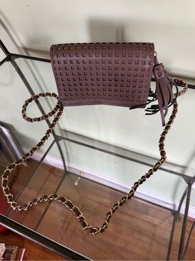 Big Buddha Mauve Crossbody with Woven Square Detail